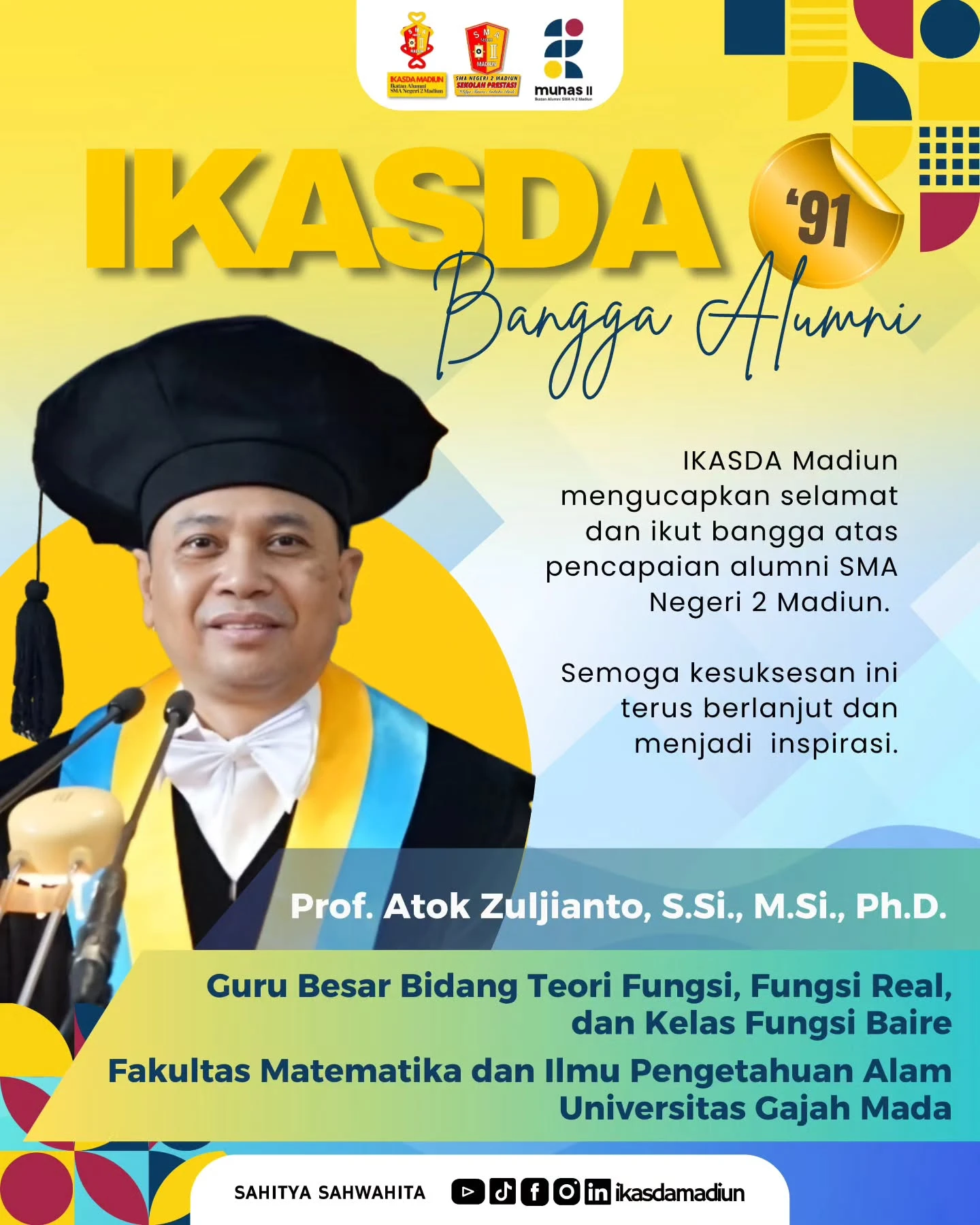 Prof. Atok Zuljianto, S.Si., M.Si., Ph.D. alumni '91